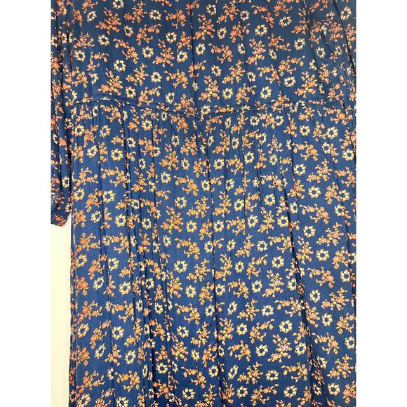 Caslon, Navy Floral Maxi Dress, Cotton Blend, Button Front, Boho Cottagecore - Picture 12 of 15
